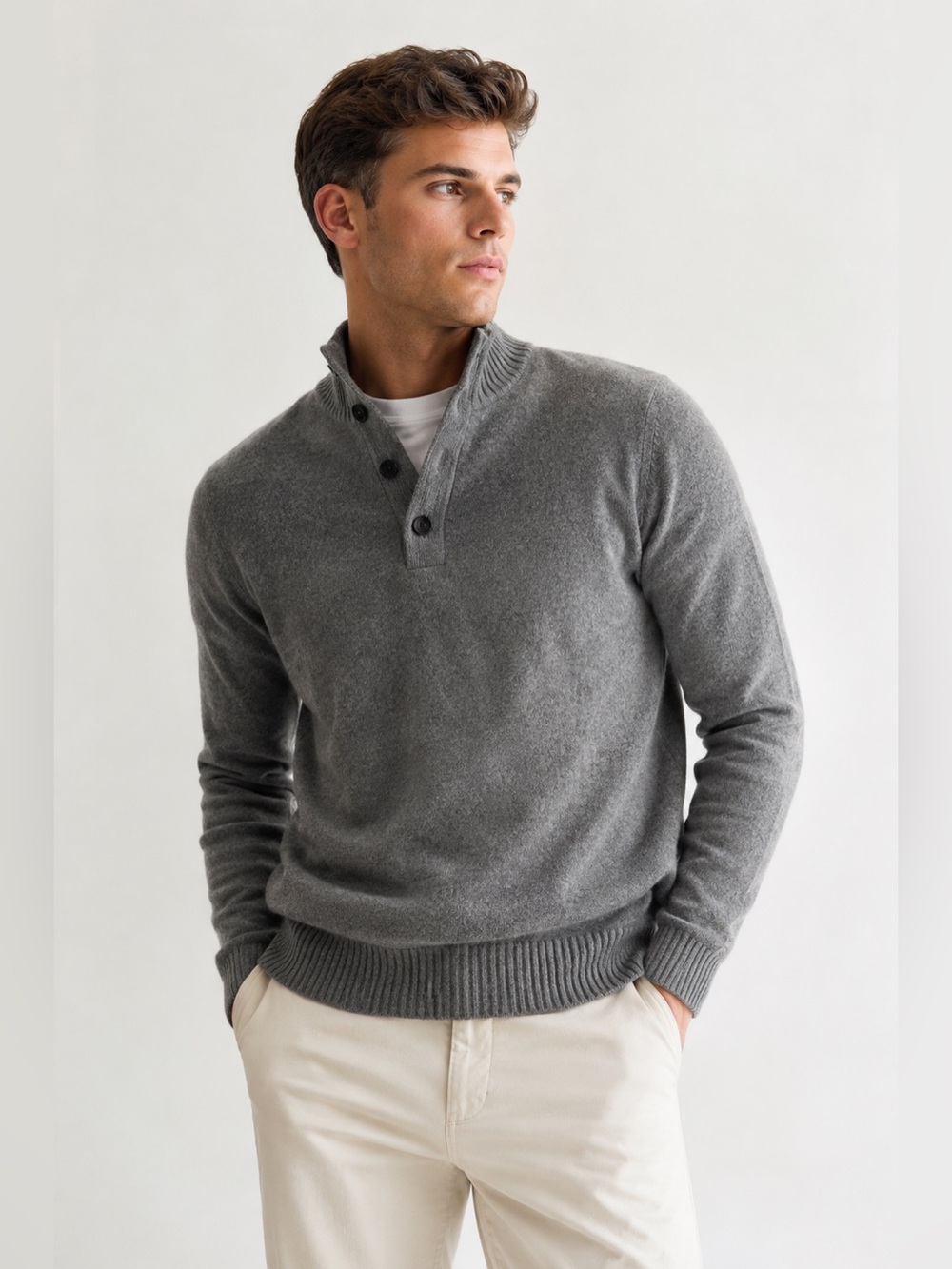 Mens Aqua Lambs Wool Academia Quiet Luxury Sweater Preppy S